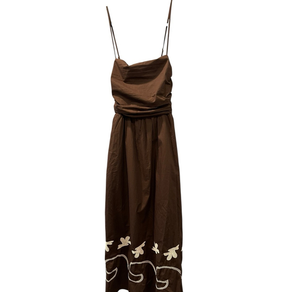Mon Renn Size Medium Spaghetti Straps Embroidered Dress Bow Adjustable Straps - Picture 2 of 10